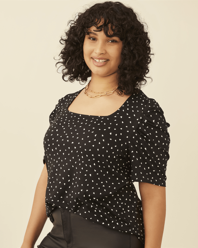 Front of plus size Eleanor Puff Sleeve Top by Socialite | Dia&Co | dia_product_style_image_id:177873